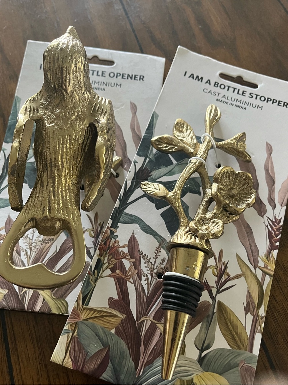 Bottle Stopper & Opener Set New Cast Aluminum